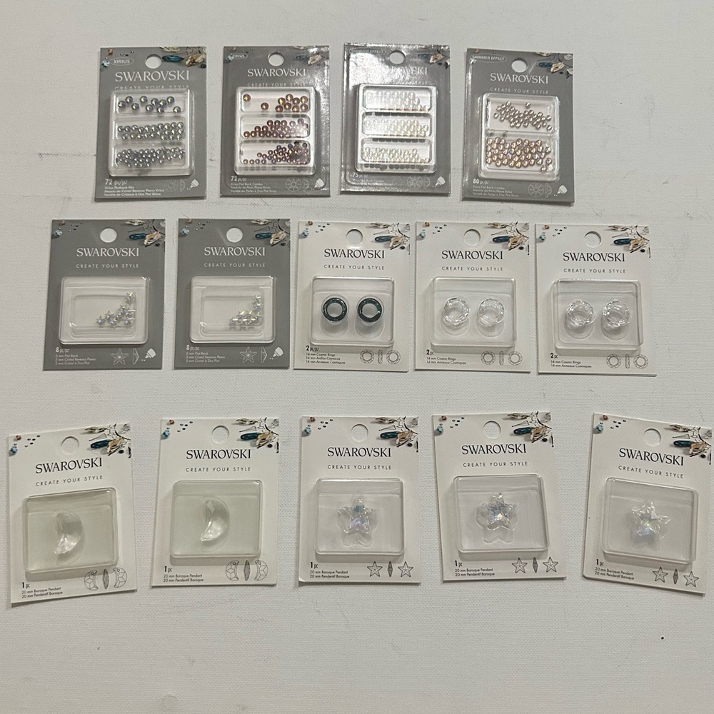 Swarovski Create your Style Crystals - 14 Asst Packs Pendants Flat Backs Rings